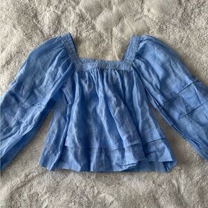Banana Republic Ramie Square Neck Baby Blue blouse